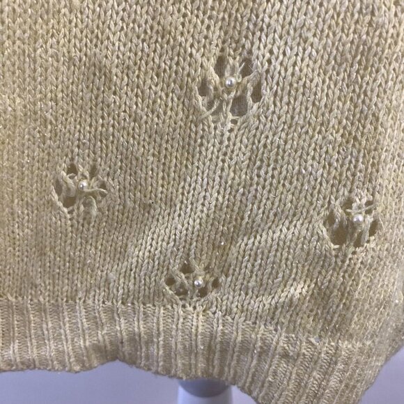 Special Events Vintage Light Yellow Sweater Silk Angora Wool Size 18W Beaded Top - Picture 7 of 9